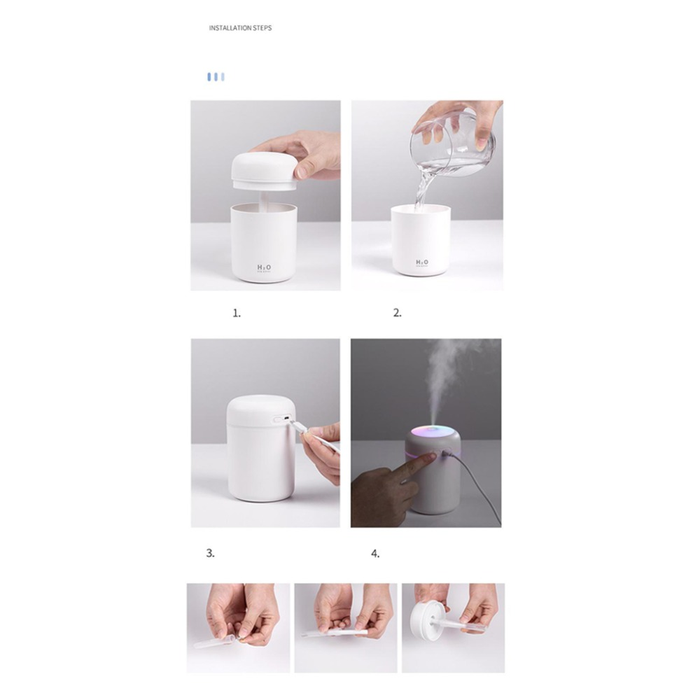 Mini USB Air Humidifier & Aroma Oil Diffuser, 300ml